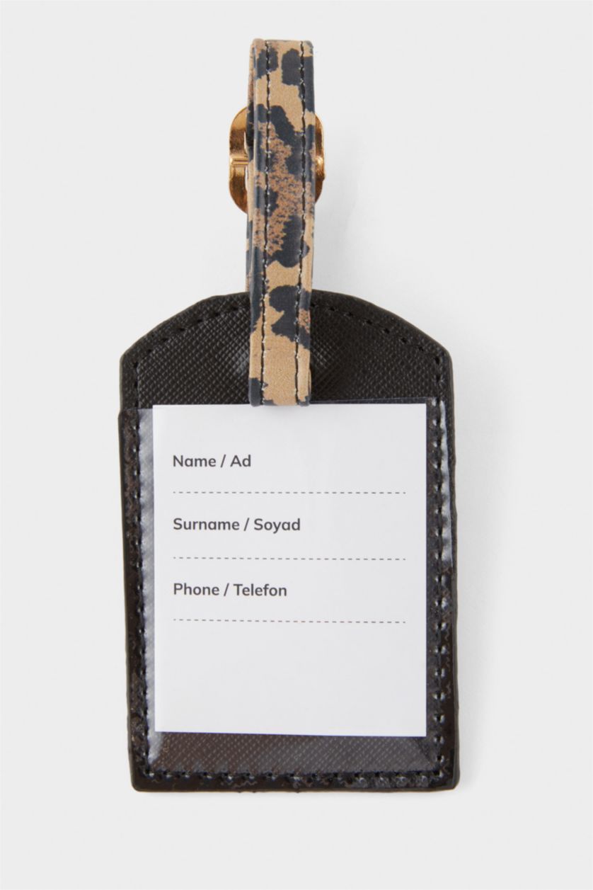 Kadın Karma Kadın Leopar Desenli Suni Deri Pasaportluk ve Valiz İsimliği Set