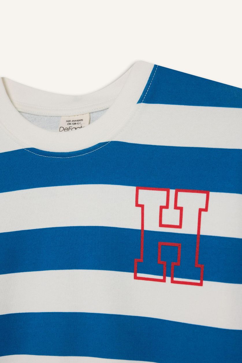 BOYS & TEENS Blue Boy Crew Neck Striped Sweatshirt