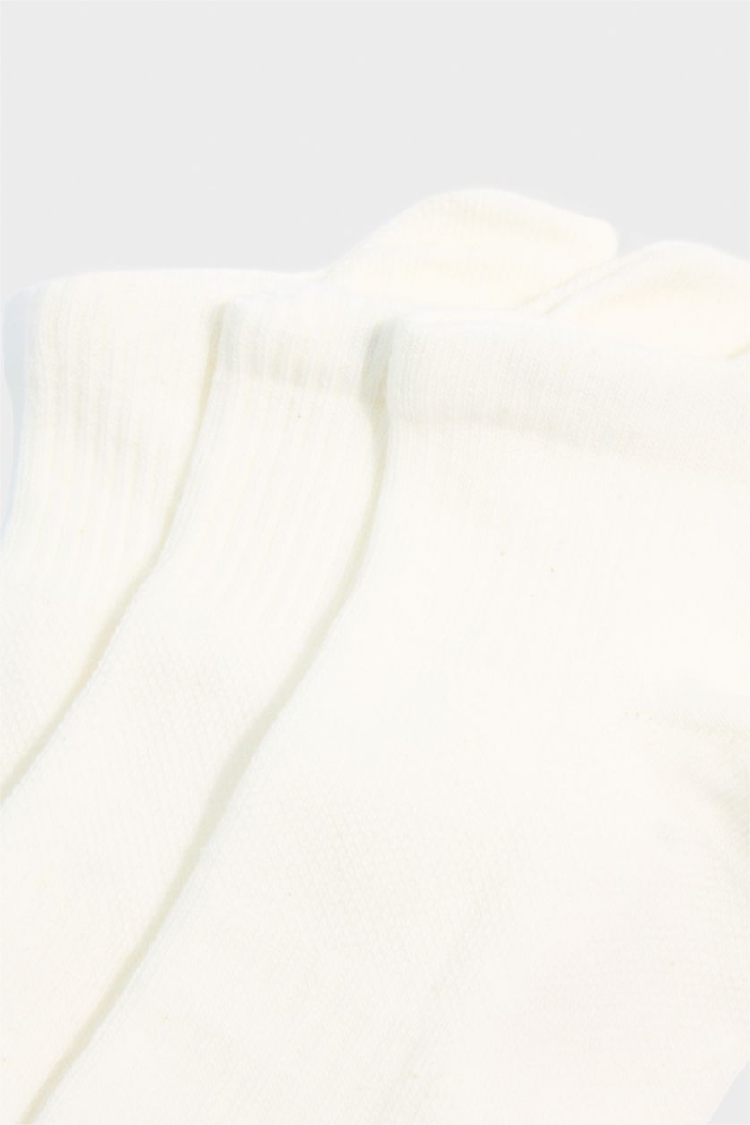 Erkek Çocuk - Genç Erkek Beyaz Erkek Çocuk 3'lü Pamuklu Kısa Spor Çorap