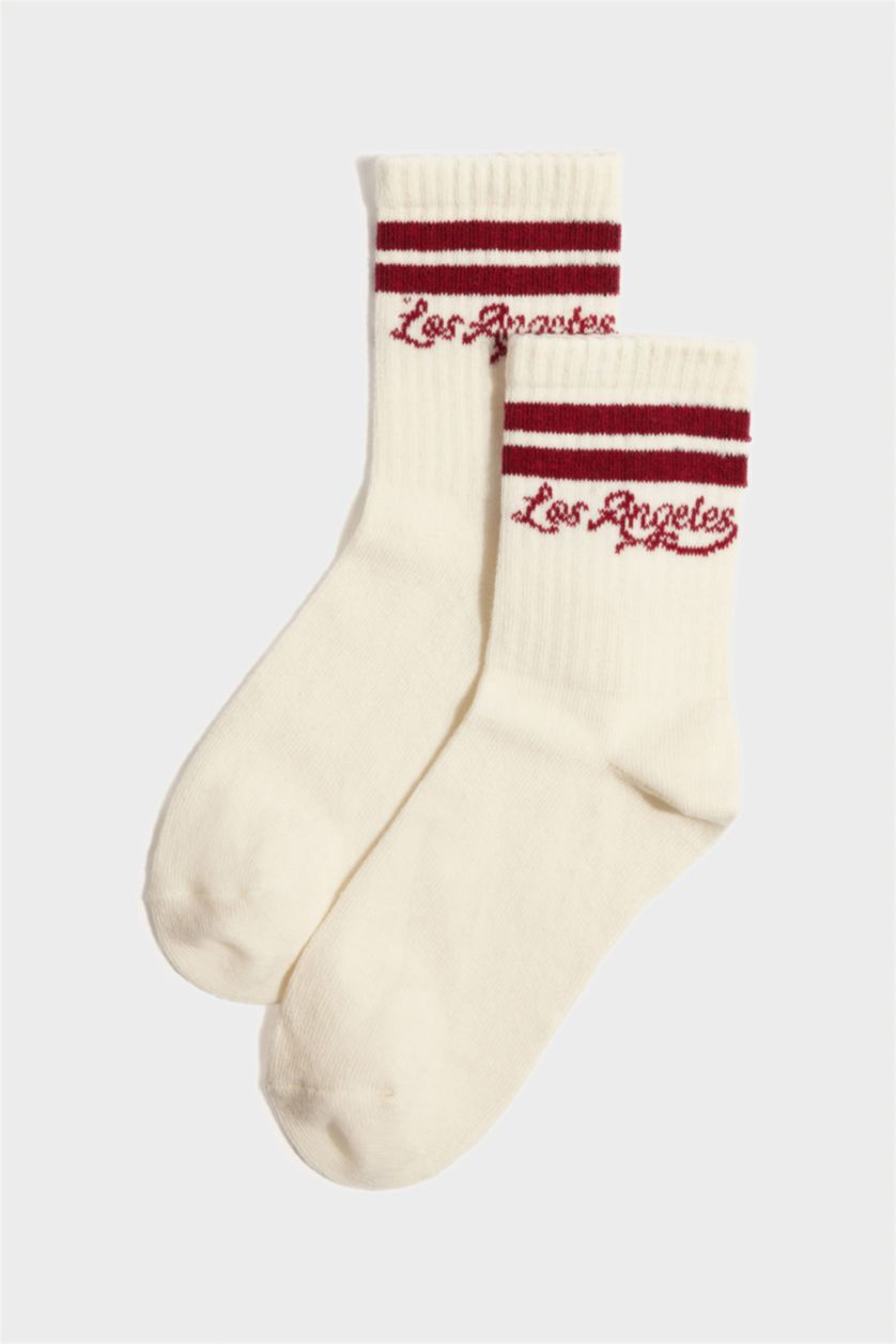 Erkek Çocuk - Genç Erkek Beyaz 5'li Pamuklu Uzun Çorap Erkek Çocuk