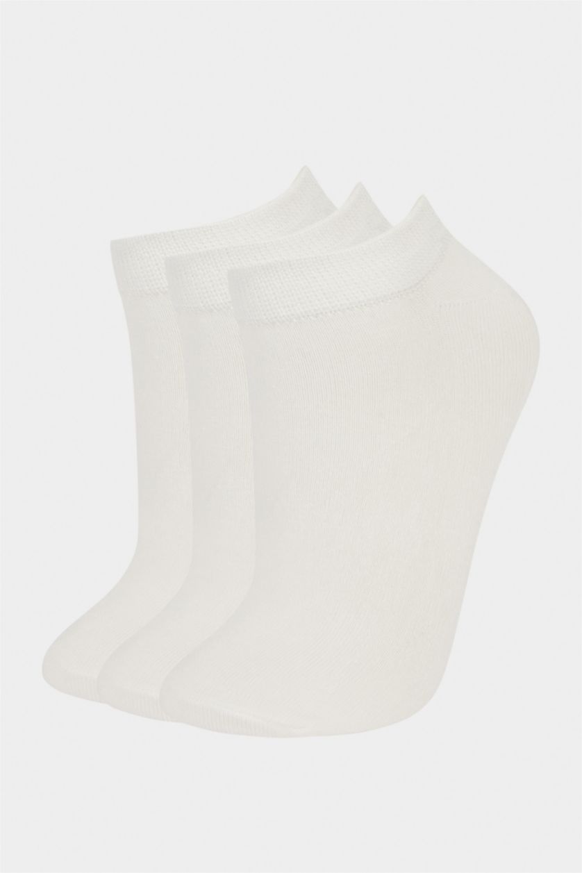 Kadın Beyaz Kadın Dikişsiz 3'lü Bambu Patik Çorap