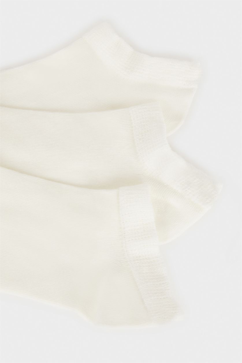 Kadın Beyaz Kadın Dikişsiz 3'lü Bambu Patik Çorap