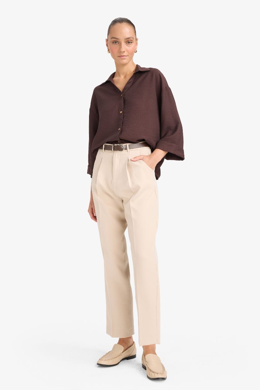 WOMAN Brown Overshirt Fit Long Sleeve Shirt