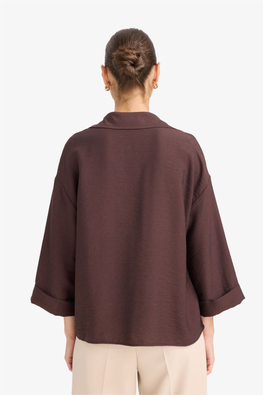 WOMAN Brown Overshirt Fit Long Sleeve Shirt