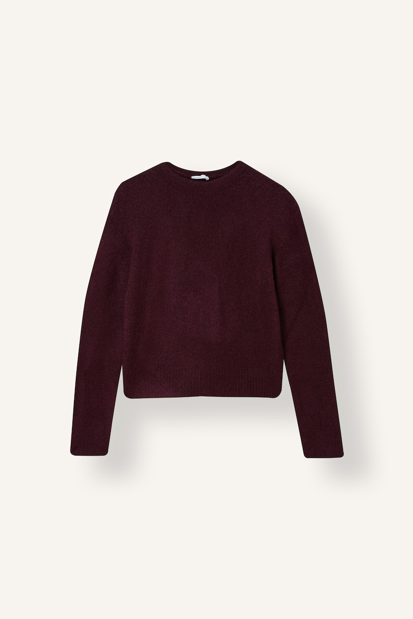 Kadın Bordo Regular Fit Yarım Balıkçı Yaka Triko Basic Kazak