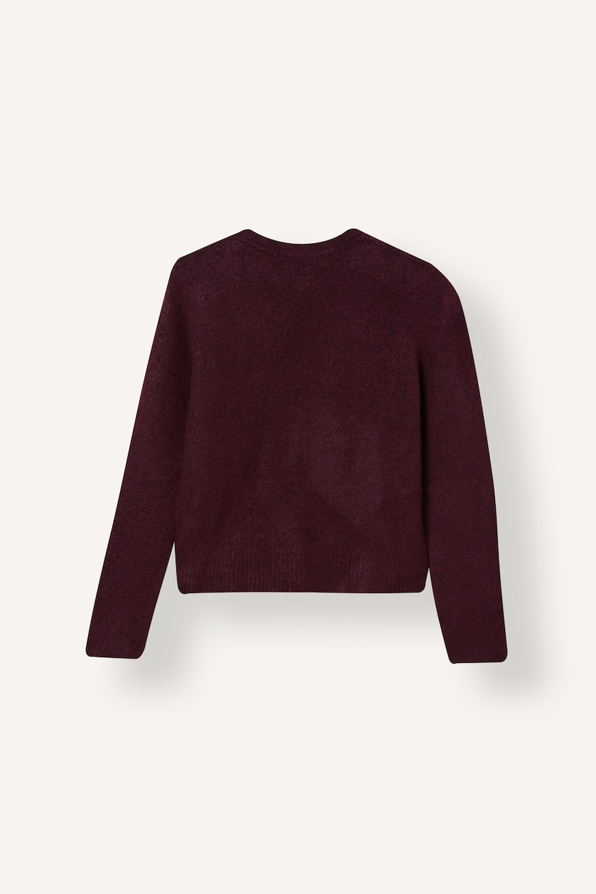 Kadın Bordo Regular Fit Yarım Balıkçı Yaka Triko Basic Kazak