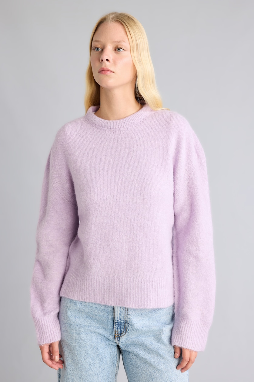 Kadın Lila Regular Fit Yarım Balıkçı Yaka Triko Basic Kazak