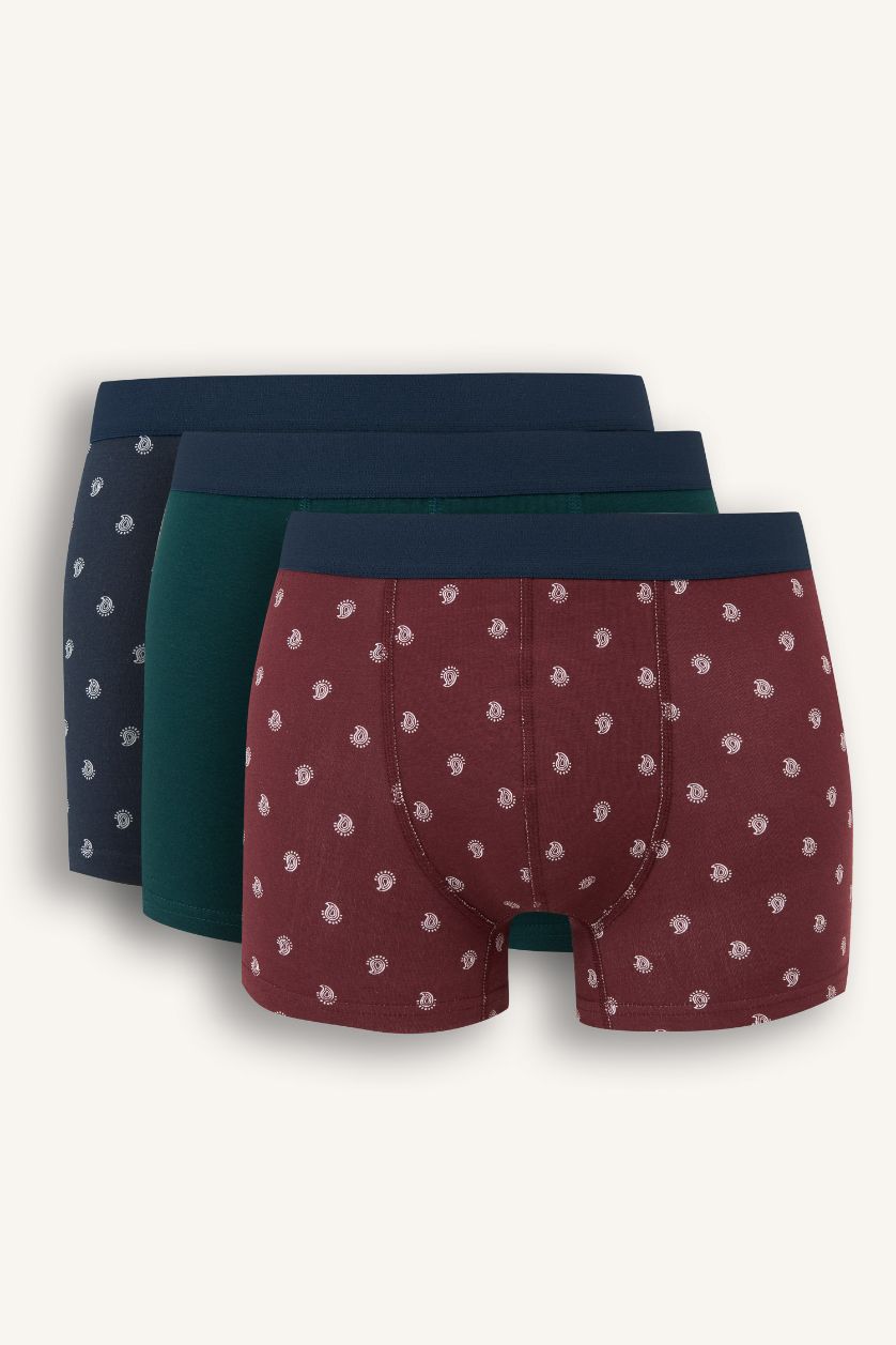 MAN Bordeaux Regular Fit Paisley Pattern 3 Piece Boxers