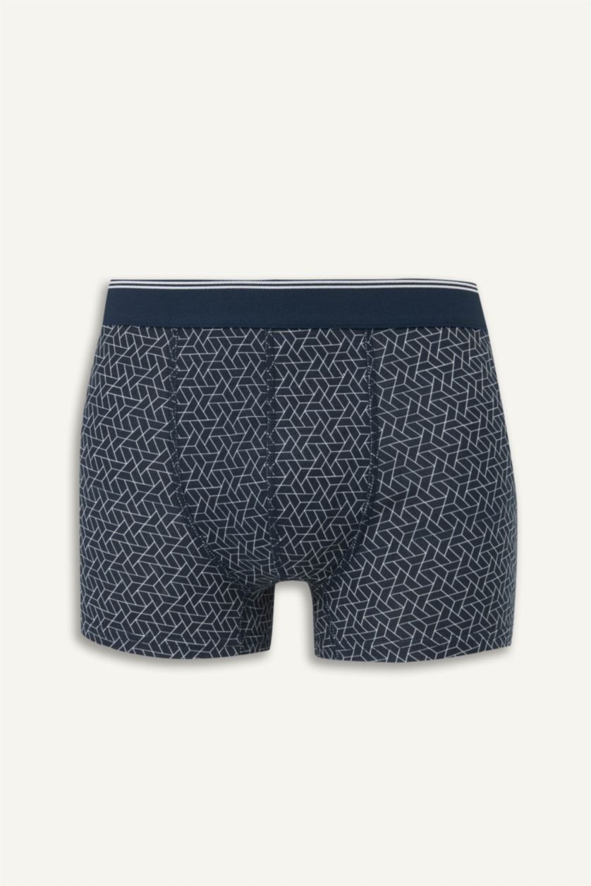 Erkek Lacivert Regular Fıt Baskılı 3'lü Boxer