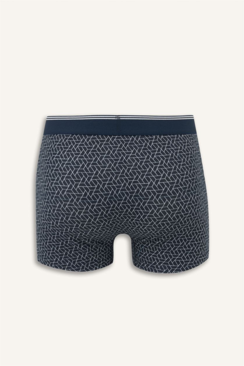 Erkek Lacivert Regular Fıt Baskılı 3'lü Boxer