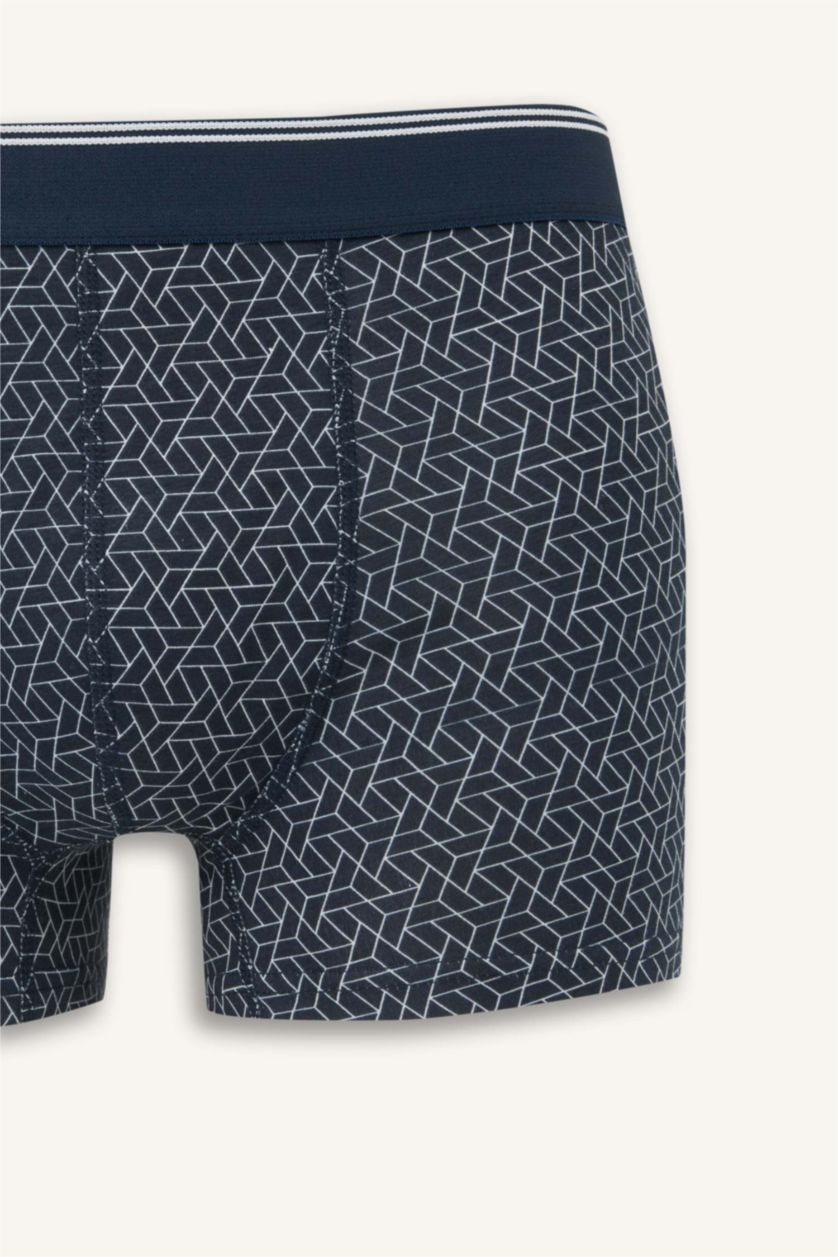 Erkek Lacivert Regular Fıt Baskılı 3'lü Boxer