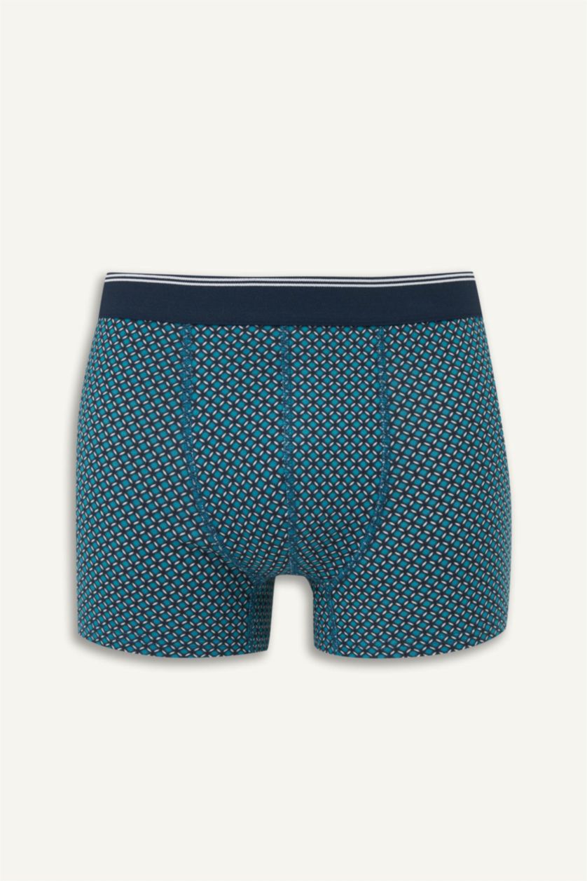 Erkek Lacivert Regular Fıt Baskılı 3'lü Boxer