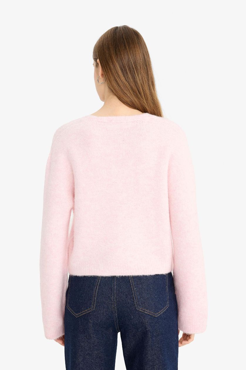 Kadın Pembe Regular Fıt Kazak