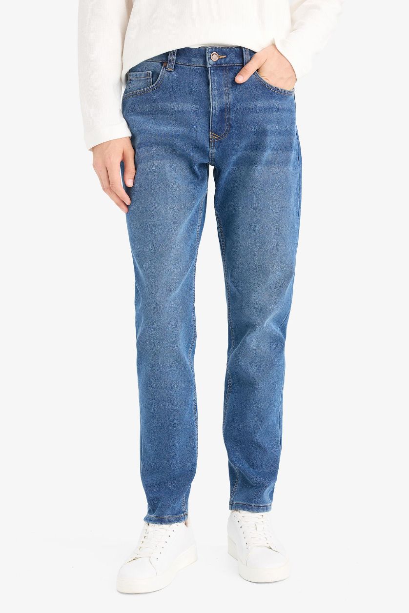 MAN Blue Regular Tapered Fit Trousers