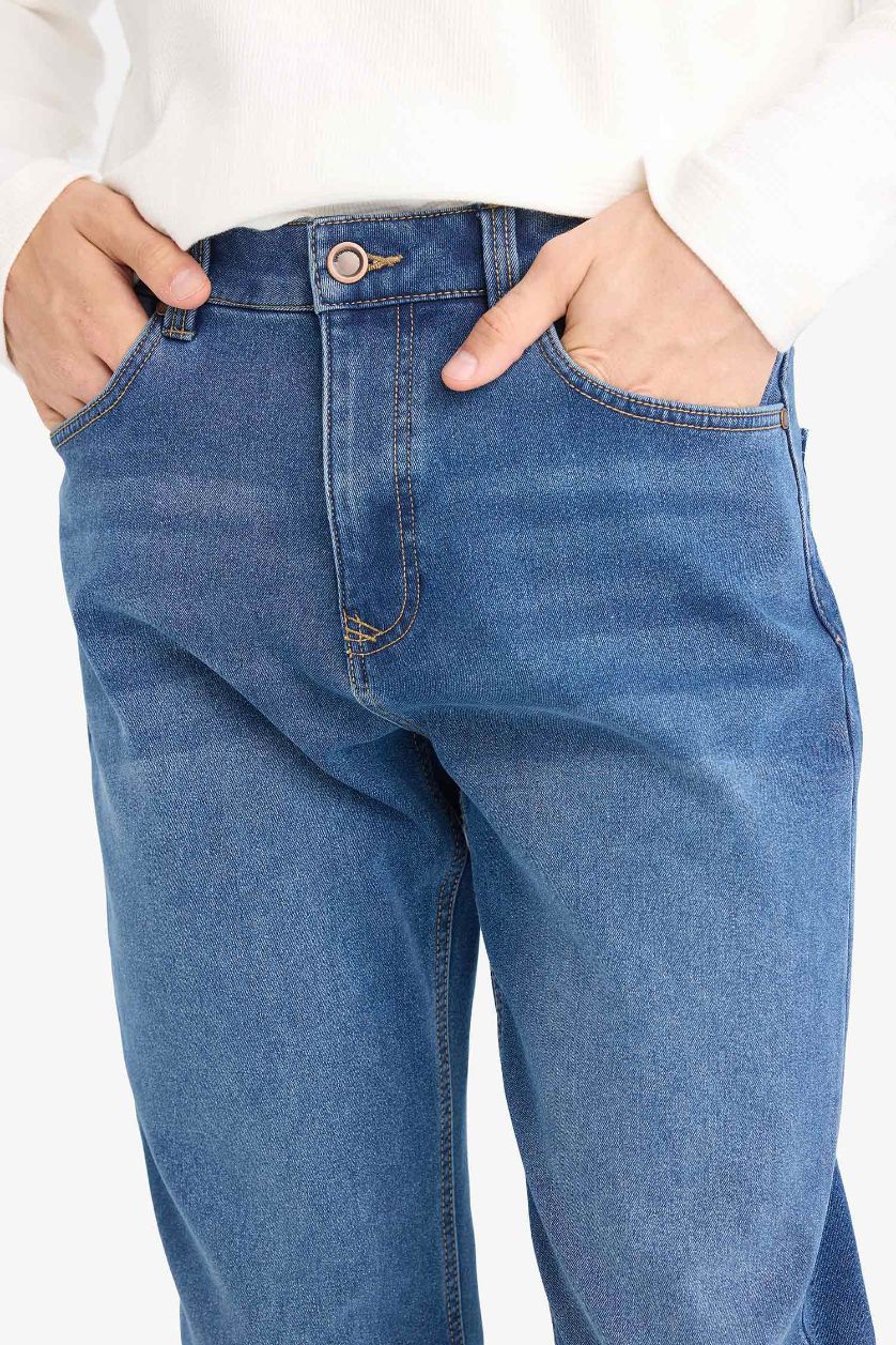 MAN Blue Regular Tapered Fit Trousers