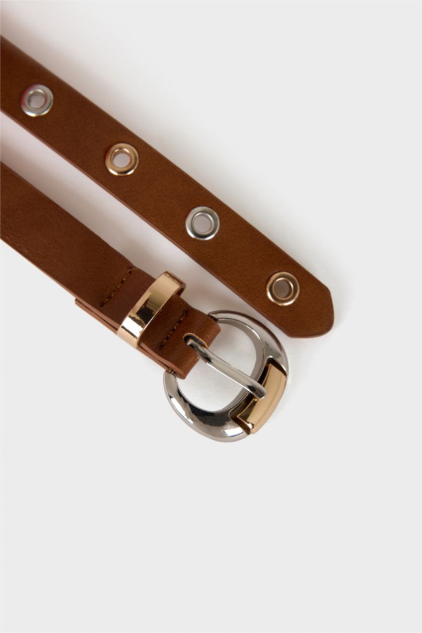 Kadın Karma Kadın Oval Toka Suni Deri 3'lü Günlük Kemer