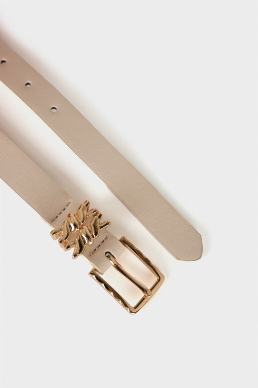 Kadın Karma Kadın Oval Toka Suni Deri 3'lü Günlük Kemer