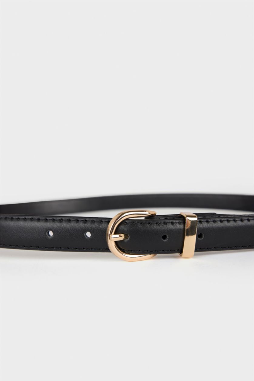 Kadın Karma Kadın Oval Toka Suni Deri 3'lü Günlük Kemer