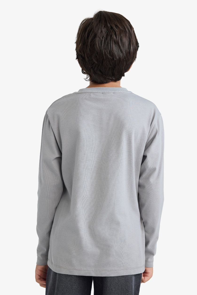 Erkek Çocuk - Genç Erkek Gri Marvel Games Spiderman Bisiklet Yaka Uzun Kollu Tişört Erkek Çocuk