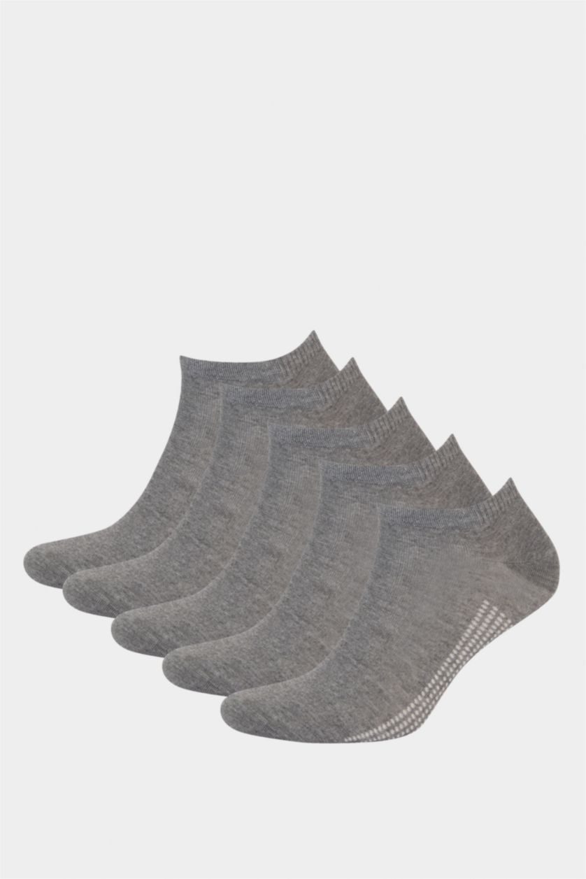 Erkek Gri Erkek Dikişsiz 5'li Bambu Patik Çorap