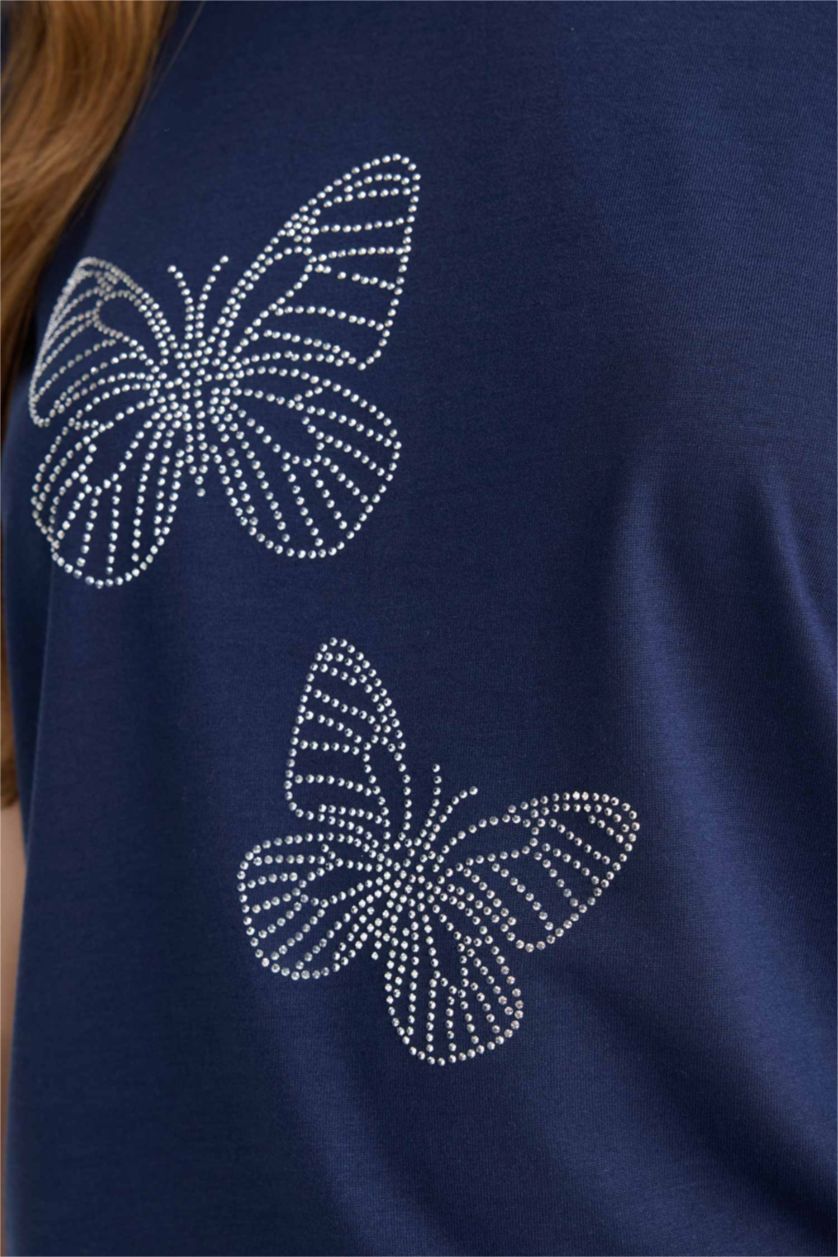 Woman NAVY Regular Fit Crew Neck Short Sleeve T-Shirt