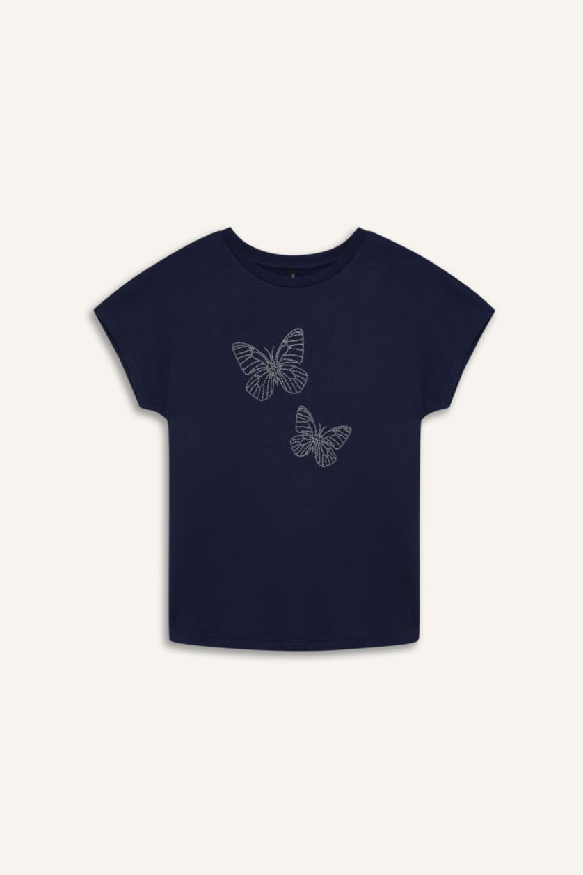 Woman NAVY Regular Fit Crew Neck Short Sleeve T-Shirt