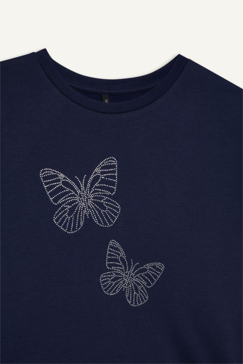 Woman NAVY Regular Fit Crew Neck Short Sleeve T-Shirt