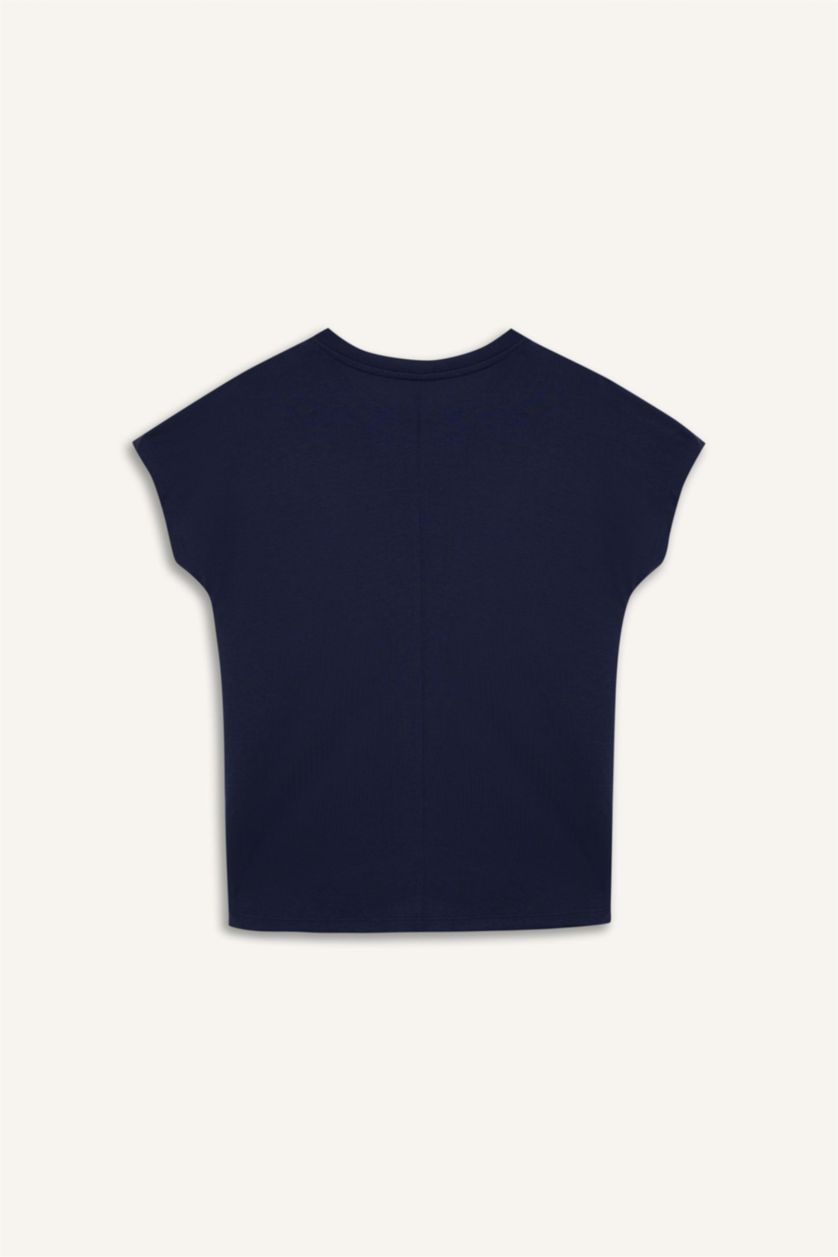 Woman NAVY Regular Fit Crew Neck Short Sleeve T-Shirt