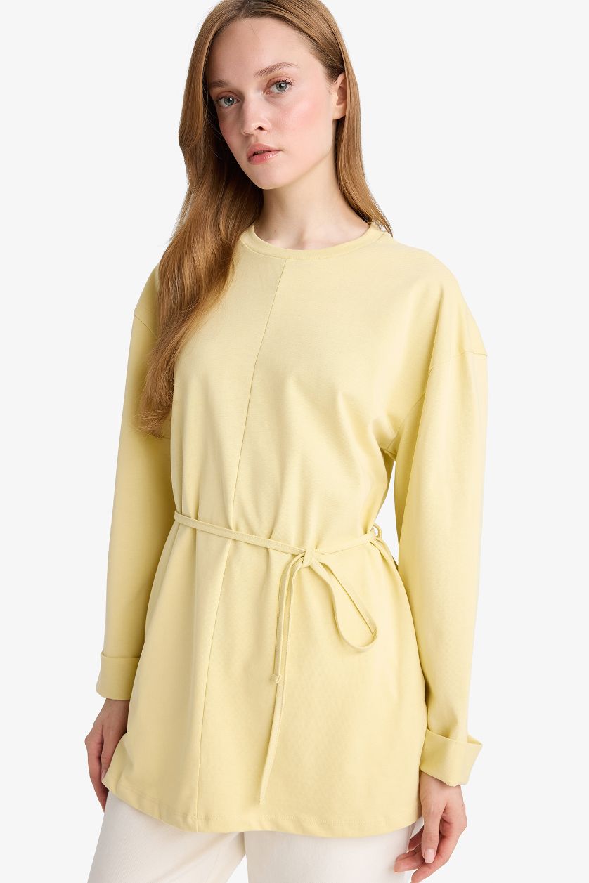 WOMAN Sand Loose Fit Crew Neck Long Sleeve Tunic