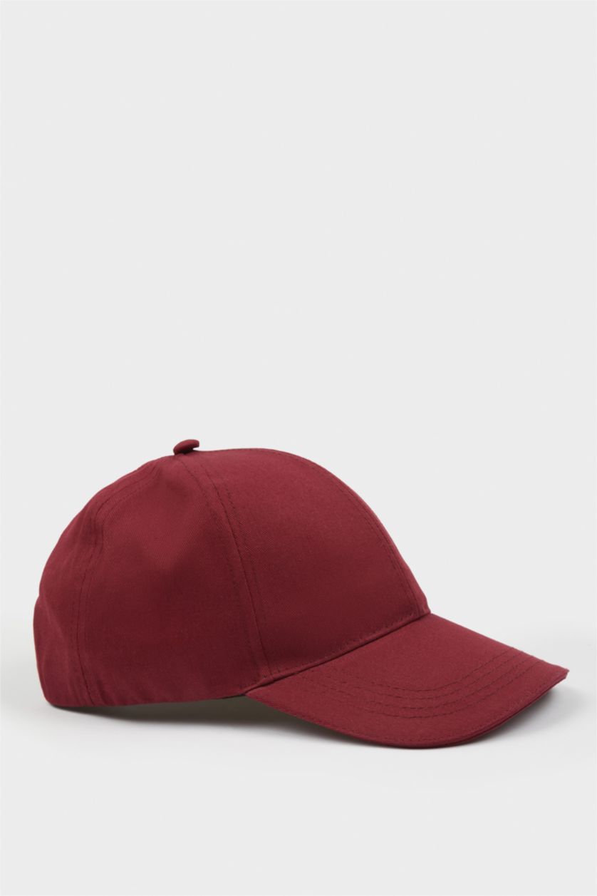 Kadın Bordo Kadın Pamuklu Cap Şapka
