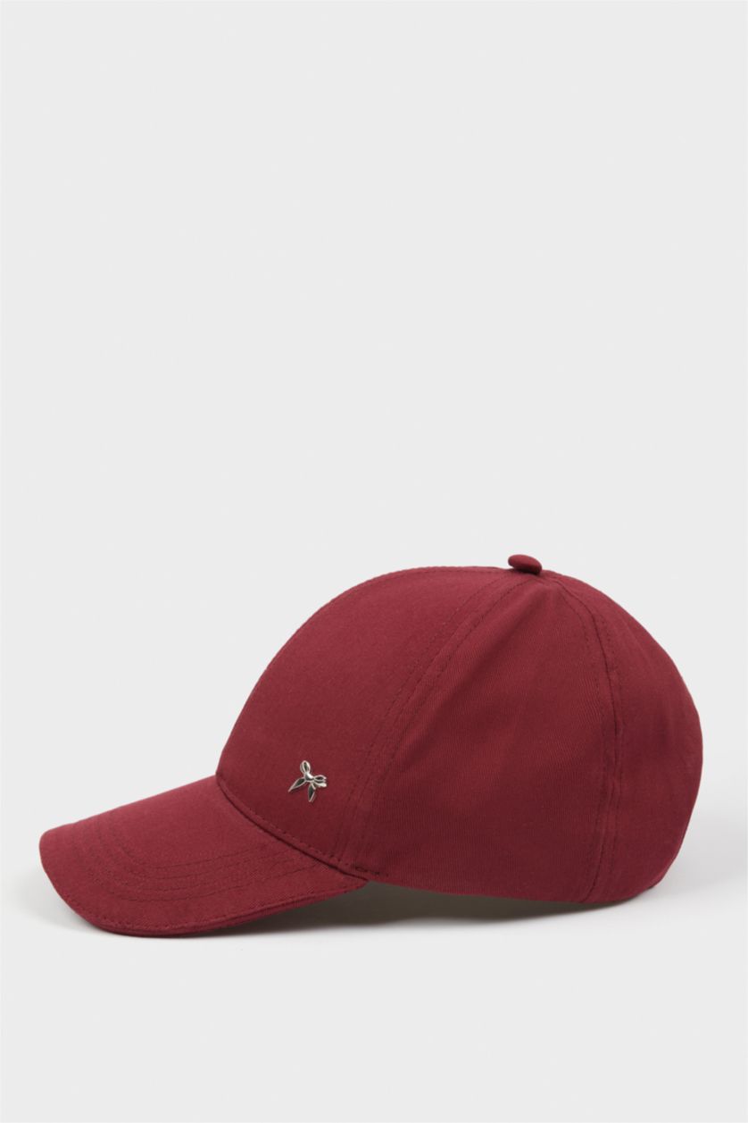 Kadın Bordo Kadın Pamuklu Cap Şapka