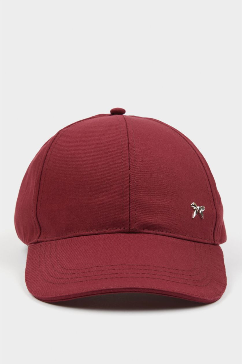 Kadın Bordo Kadın Pamuklu Cap Şapka