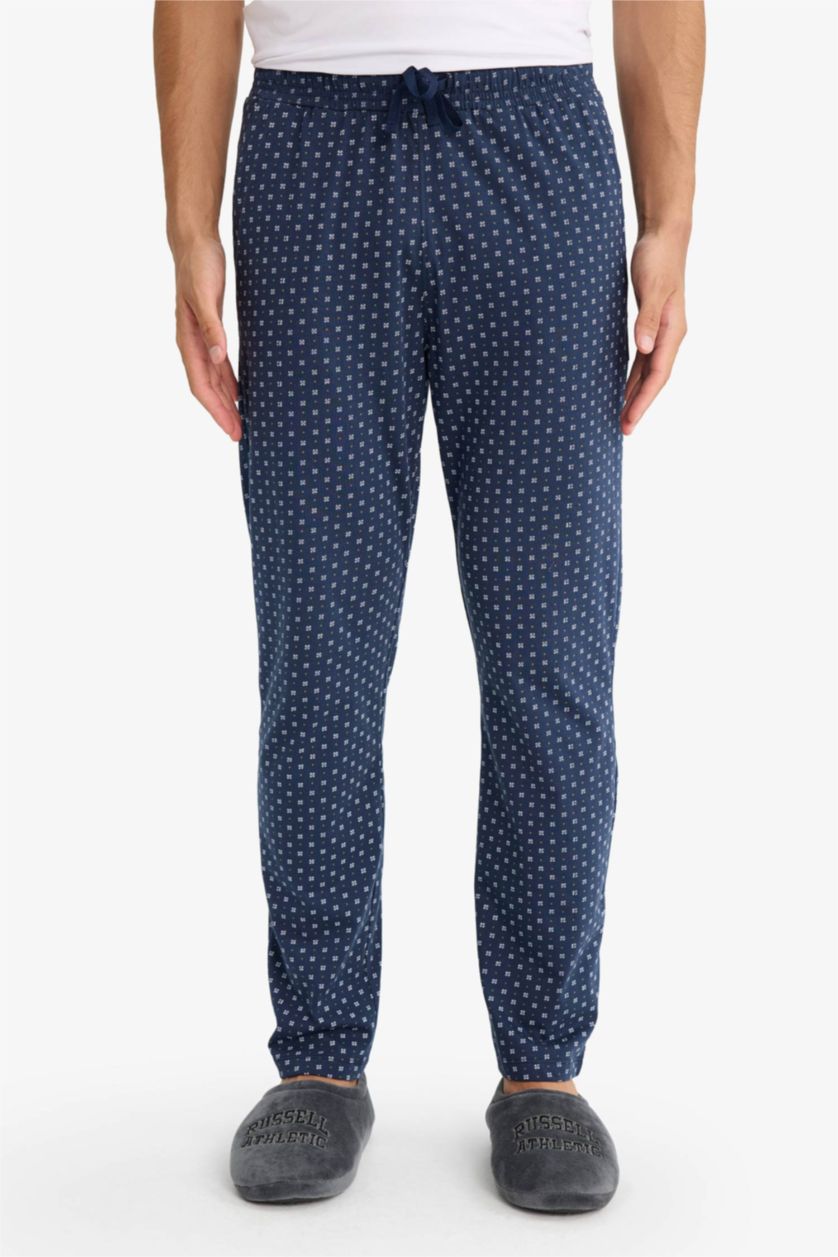 رجال كحلي بنطلون منقوش قصة عادية