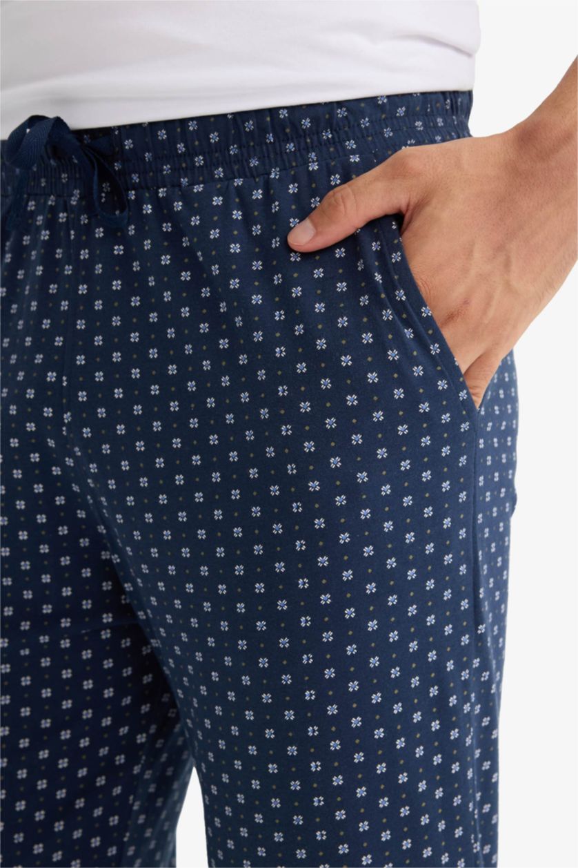 رجال كحلي بنطلون منقوش قصة عادية