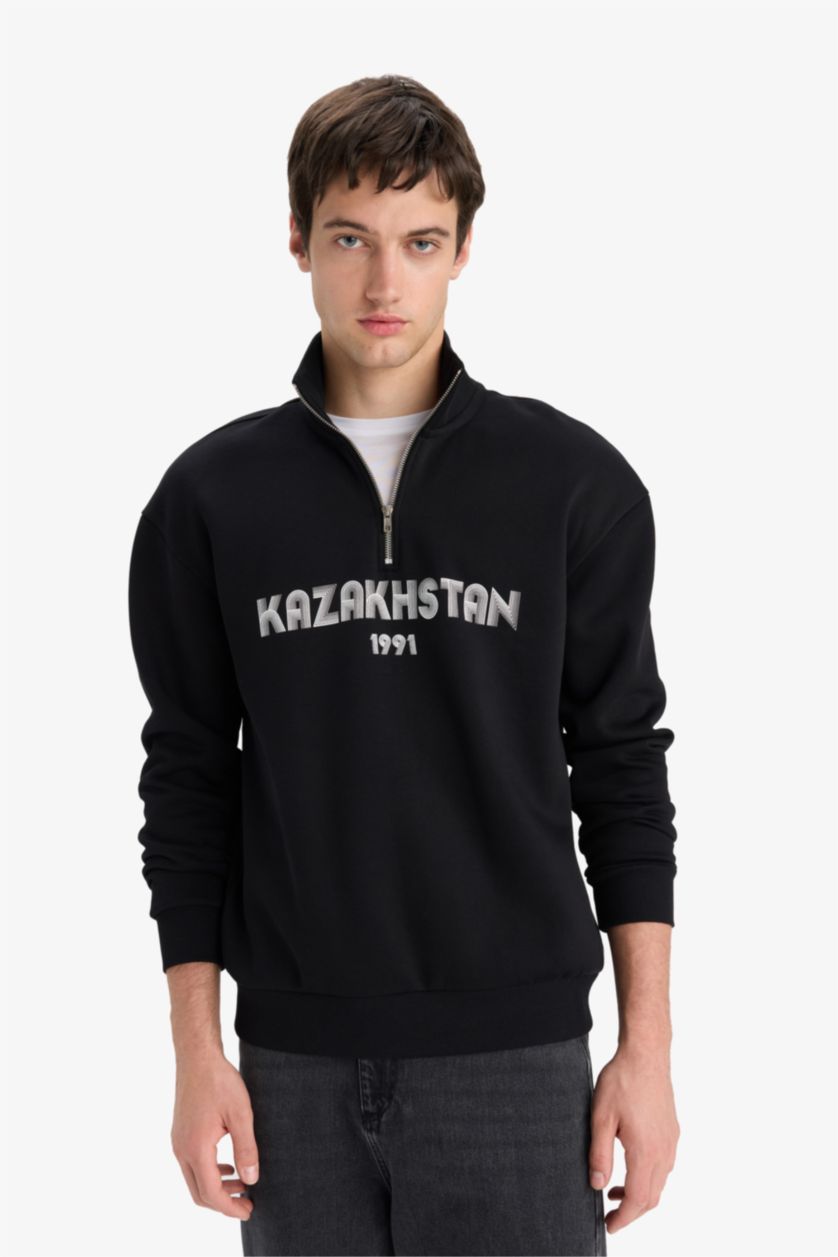 Ерлер қара бокси фит орташа биік жаға Свитер