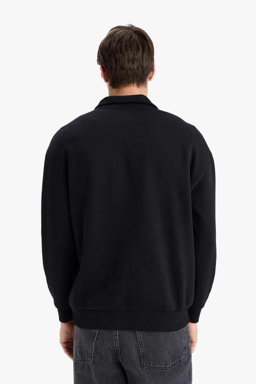 Ерлер қара бокси фит орташа биік жаға Свитер