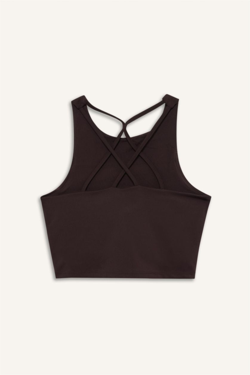 WOMAN Brown DeFactoFit Padded Crew Neck Sports Bra