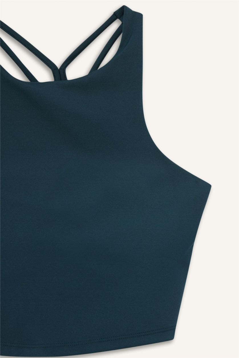 Woman Dark Green DeFactoFit Padded Crew Neck Sports Bra