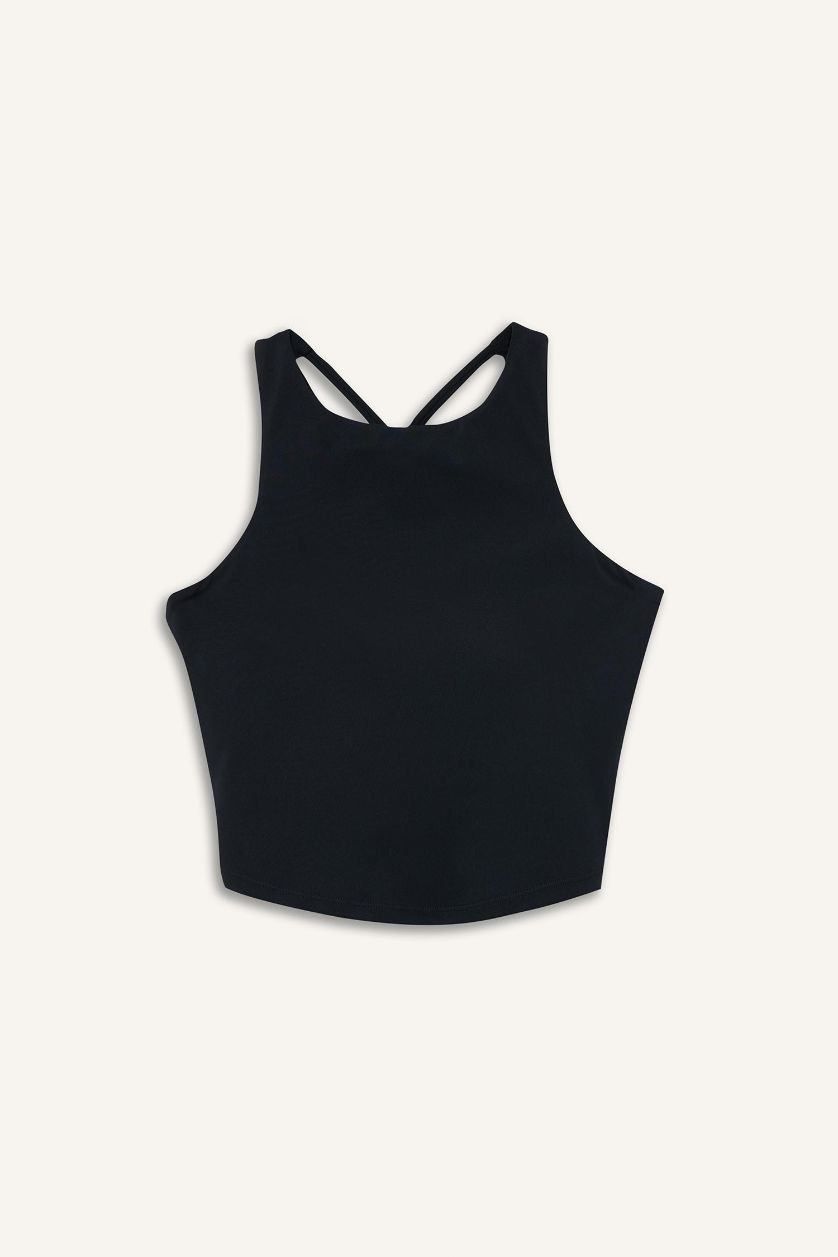 Kadın Siyah Bisiklet Yaka Sporcu Sütyeni