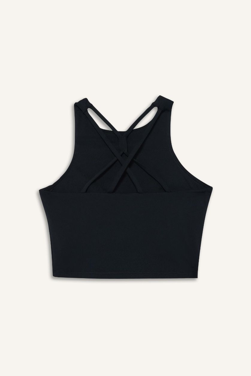 Kadın Siyah Bisiklet Yaka Sporcu Sütyeni