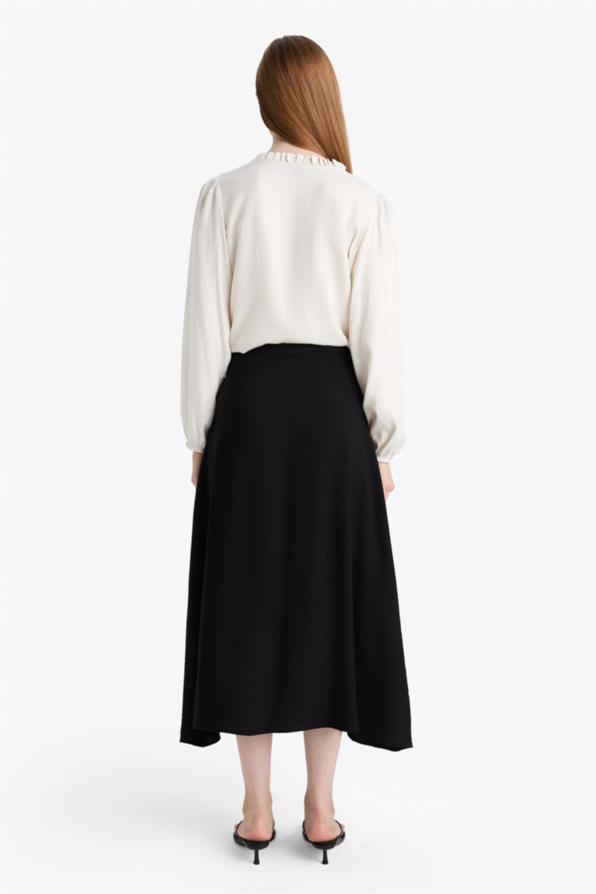 Kadın Siyah A Kesim Midi Etek