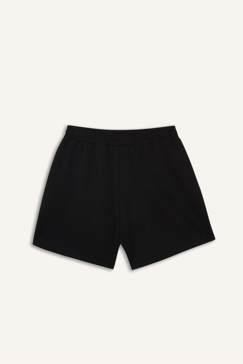 Kadın Siyah Standart Fit Kısa Paça Modal Şort