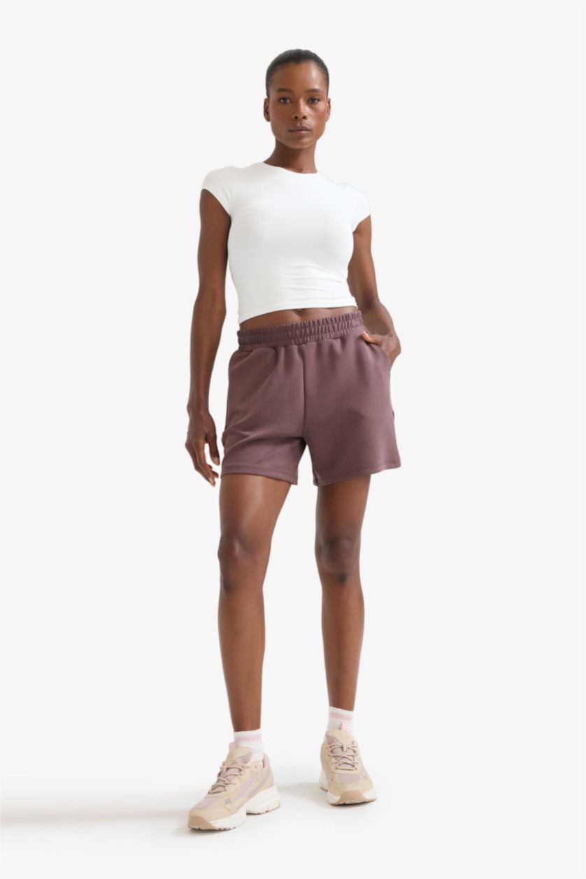 Kadın Kahve Standart Fit Kısa Paça Modal Şort