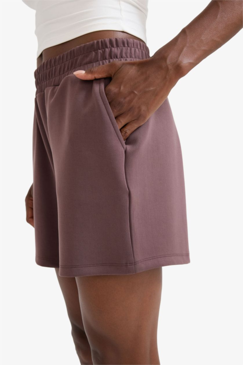 Kadın Kahve Standart Fit Kısa Paça Modal Şort