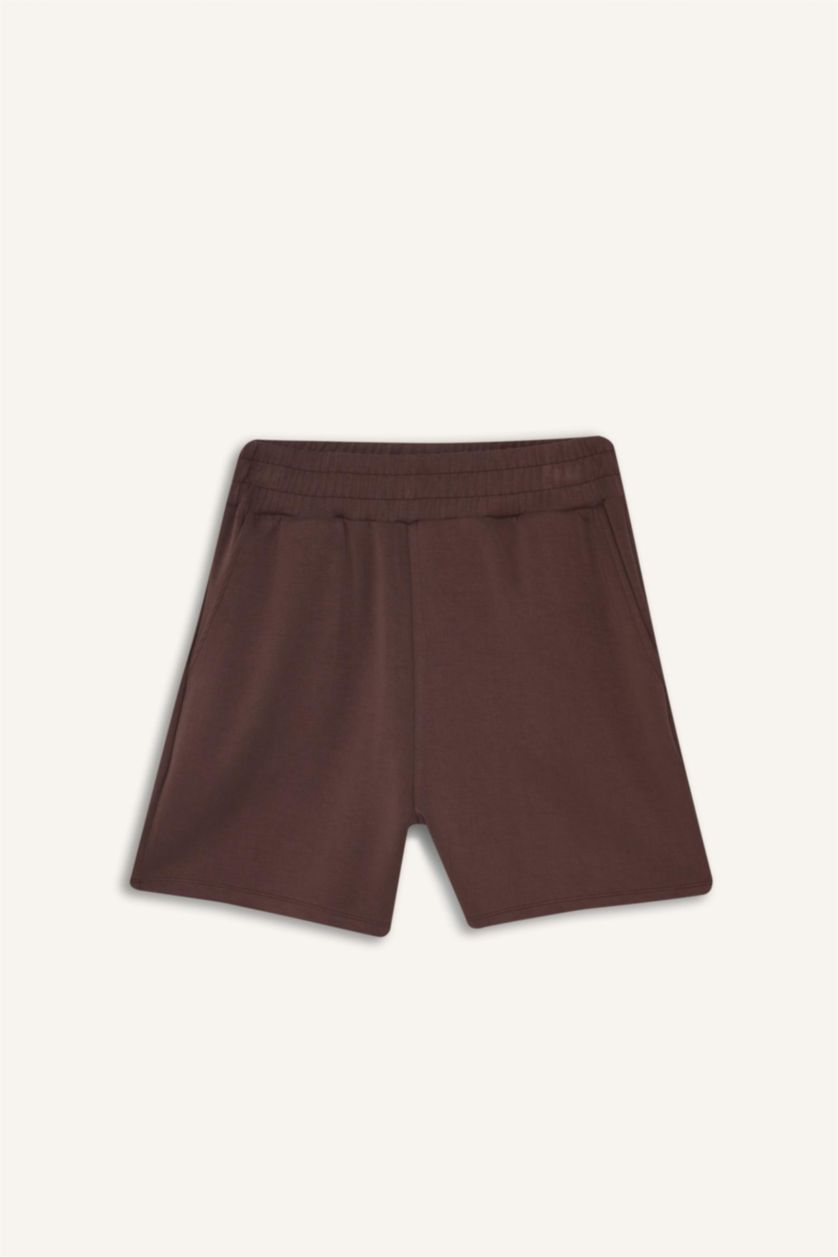 Kadın Kahve Standart Fit Kısa Paça Modal Şort