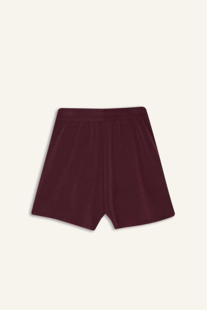 Kadın Bordo Standart Fit Kısa Paça Modal Şort