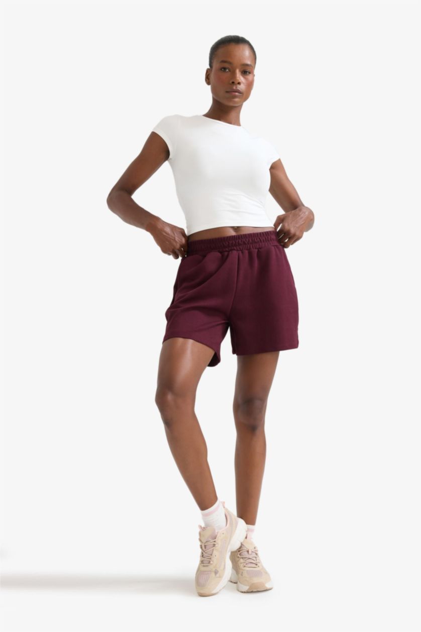 Woman Bordeaux DeFactoFit Standard Fit Short Leg Modal Shorts