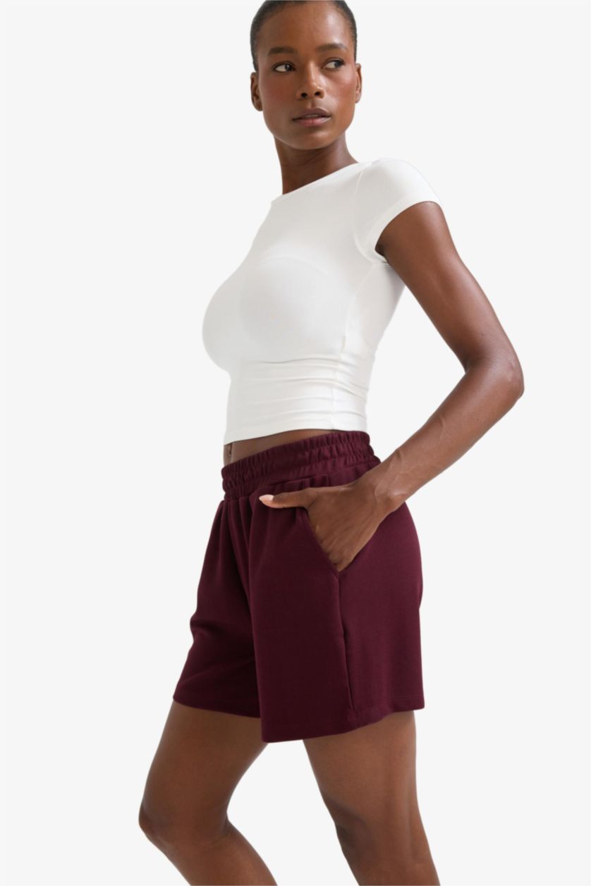 Woman Bordeaux DeFactoFit Standard Fit Short Leg Modal Shorts