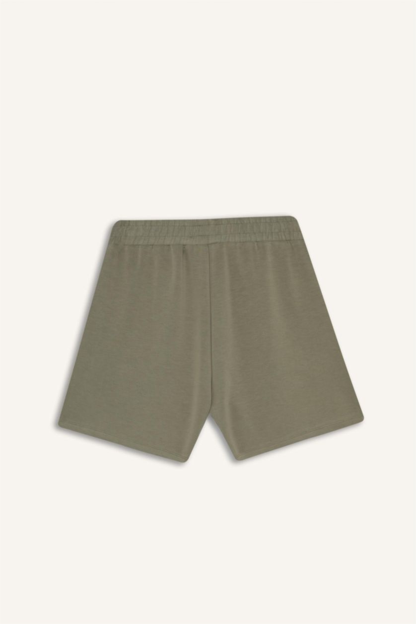 Kadın Açık Haki Standart Fit Kısa Paça Modal Şort