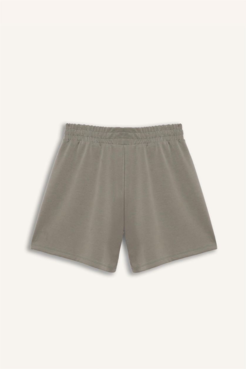 Kadın Haki Standart Fit Kısa Paça Modal Şort
